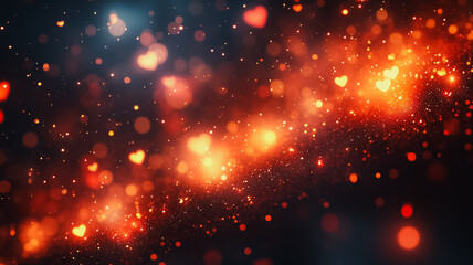 Poster - A blurry image of red and orange sparks with a heart in the middle