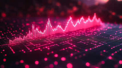 Poster - A red and black graph with a pink background