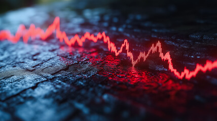 Poster - A graph with red lines is shown on a dark background