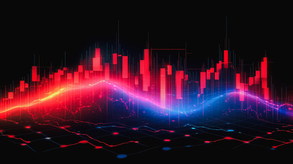 Poster - A colorful graph with red and blue lines that look like they are rising