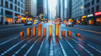 Poster - A row of orange blocks on a city street