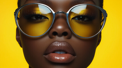 Poster - A woman with a yellow frame on her face