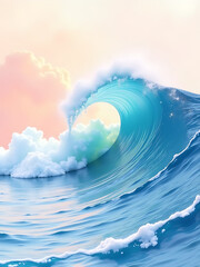 Aufkleber - Pastel Colors Create A Soothing Wave Effect In This Beautiful Watercolor Painting That Features An Abstract, Dreamy Scene. 00003