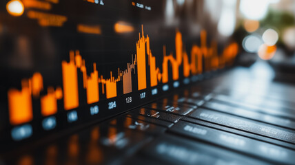 Poster - A graph with orange lines and numbers is displayed on a black background