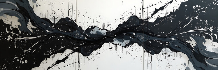 Poster - Original Art Piece Created Using E Methods, A Unique Blend Of Abstract Modern Styles On A Black And White Acrylic Canvas. 00002