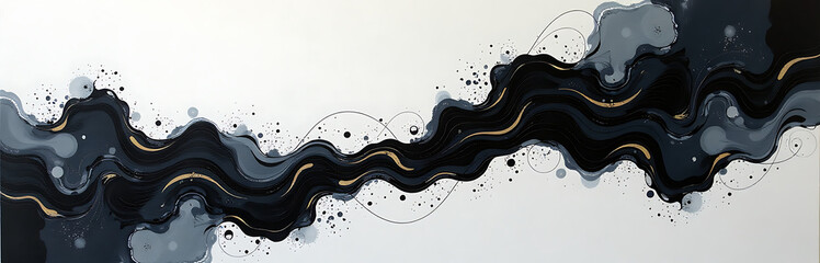 Poster - Original Art Piece Created Using E Methods, A Unique Blend Of Abstract Modern Styles On A Black And White Acrylic Canvas. 00001