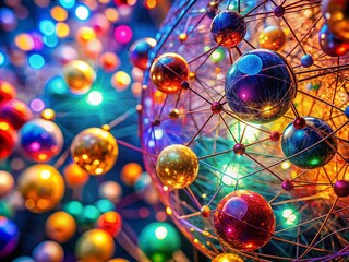 Poster - Urban Exploration: Interconnected Colorful Spheres Network - Abstract Photography
