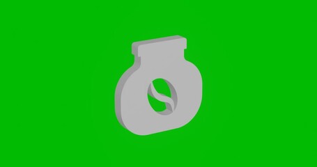 Poster - Animation of rotation of a white instant coffee symbol with shadow. Simple and complex rotation. Seamless looped 4k animation on green chroma key background