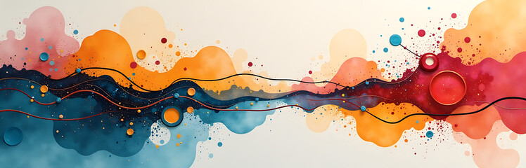 Poster - Modern Art Combines Creative Minimalist Abstract Elements With Acrylic Stains And Shapes On A Canvas In A Unique Way Always. 00003