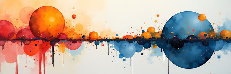 Poster - Modern Art Combines Creative Minimalist Abstract Elements With Acrylic Stains And Shapes On A Canvas In A Unique Way Always. 00002
