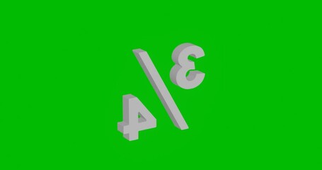 Poster - Animation of rotation of a white three quarters symbol with shadow. Simple and complex rotation. Seamless looped 4k animation on green chroma key background