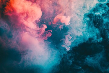 Fototapete - Abstract colorful smoke swirling against a black background.