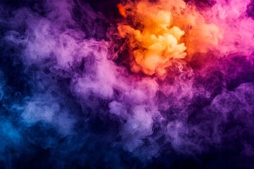 Fototapete - Abstract colorful smoke swirling against a black background.