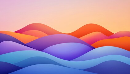 Poster - An abstract background with waves and lines, showcasing a vibrant, colorful gradient in a blurred style.