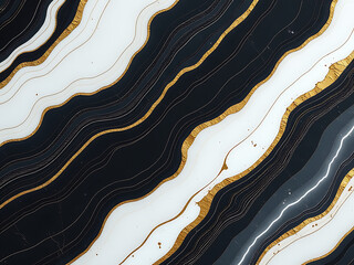 Poster - Marble Texture Background With Black White And Gold Veins Created Using An Artificial Intelligence Generative Design Method. 00002