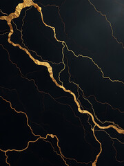 Poster - Marble Texture Background Features Black And Gold Veins Created Using E Technology For A Unique Banner Design Effect. 00003