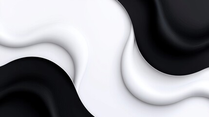 Poster - Abstract pattern of swirling black and white waves, creating a captivating interplay of light and shadow