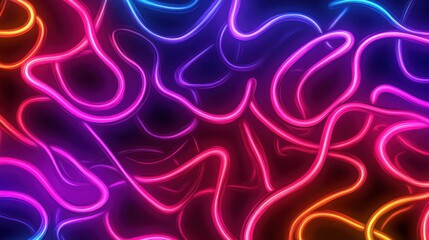 Poster - Abstract pattern formed by vibrant neon lights in various colors, creating a dynamic and visually striking composition