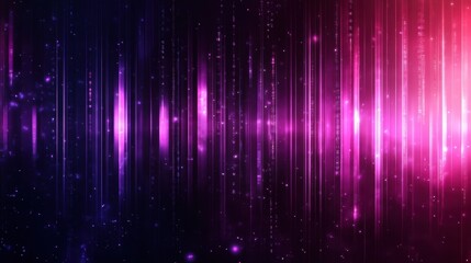 Poster - Abstract background of vertical lines radiating in vibrant shades of pink and purple against a dark backdrop, speckled with shimmering particles, evoking a sense of futuristic energy