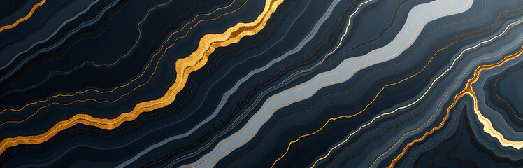 Poster - Marble Background Features Intricate Black, White, And Gold Veins Created With E Technology To Produce A Unique Texture Effect. 00002