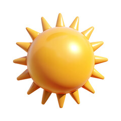 Poster - 3D Sun Emoji Icon Isolated on White. Render Weather Sun Symbol. Sunlight Emoticon Yellow Cute Sunshine.