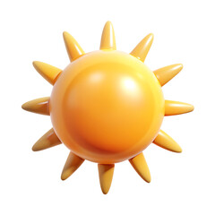 Poster - 3D Sun Emoji Icon Isolated on White. Render Weather Sun Symbol. Sunlight Emoticon Yellow Cute Sunshine.