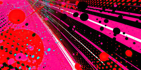 Poster - Abstract Composition with Diagonal Stripes and Circular Elements