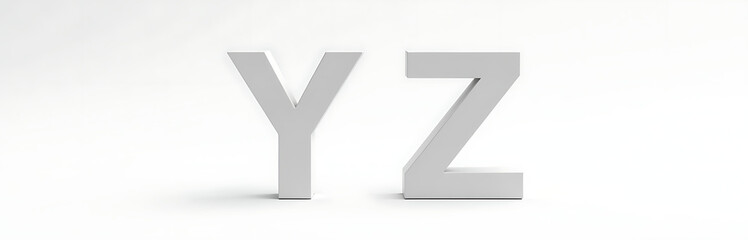 Poster - Letters Y And Z Stand Isolated On A Clean White Background Creating Simple Yet Effective Visual Impact. 00001