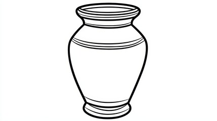 Wall Mural - Elegant Earthenware Line Art Vase Illustration for Coloring, Crafts, and Design Projects