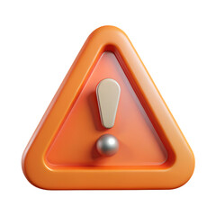 3d alert sign, attention mark, caution icon. Isolated yellow triangle with exclamation mark. 