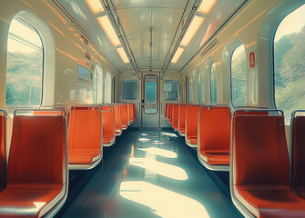 Aufkleber - A beautiful of bullet train interior with rotating seats.