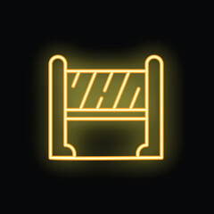 Poster - Glowing neon line road barrier icon isolated on black background, vector illustration