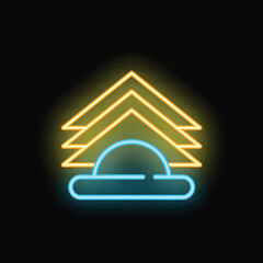  - Glowing neon icon of cloud computing data storage upload concept