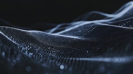Fototapete - Abstract Dark Blue Particle Wave Digital Art Background