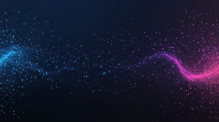 Fototapete - Abstract Pink Blue Particle Wave Dark Background Design