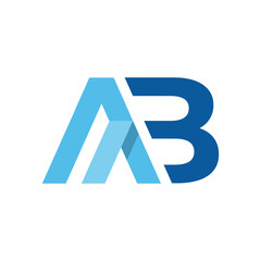 Aufkleber - The image shows a flat monogram design of an initial letter AB in blue color
