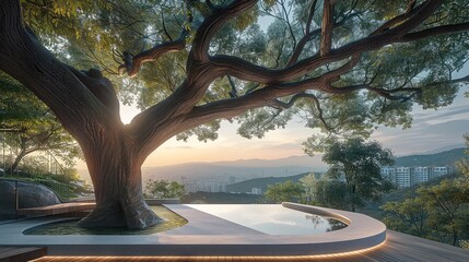 Poster - Ancient tree platform, terrace landscape, modern and fashionable sense.