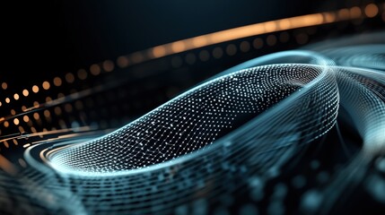 Poster - Abstract Flow of Light and Colorful Particles in a Digital Space Representing Waves of Technology and Data Visualization for Creative Projects
