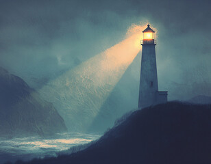 Wall Mural - Lighthouse in Storm