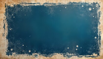 Poster - Vintage style template with blue background. Distressed frame grunge texture, spray effect. Simple design with small dots. Suitable for posters collages. Paper texture creates antique look. Perfect