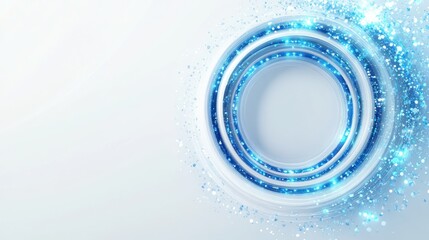 Poster - Blue Glowing Rings Abstract Light Sparkle Design