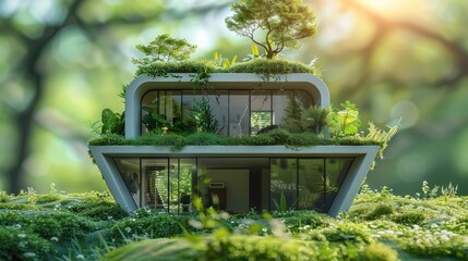 Poster - Sustainable lifestyle, like eco-friendly homes, recycling, or clean energy use.