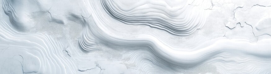 Poster - Abstract White Landscape: Swirling Layers and Textured Terrain