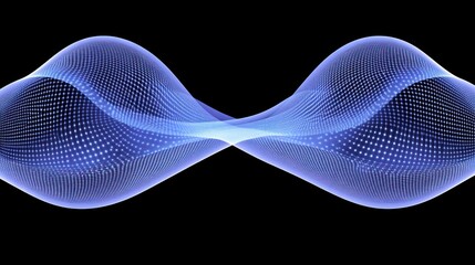 Fototapete - Abstract Blue Light Waveform Particle Design Dark Background