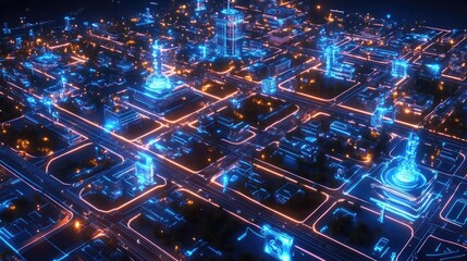Poster - Smart city blueprint highlighting interconnected systems