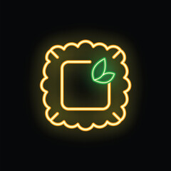Poster - Glowing neon line vegan food icon isolated on black background, a vegetarian product symbol, vector illustration