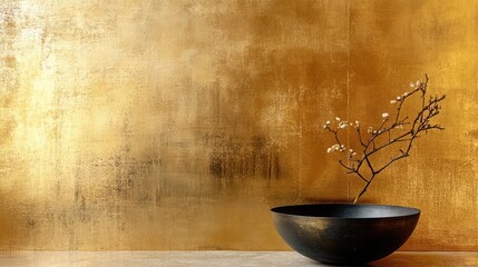 Poster - Textured gold leaf wall with a shimmering finish