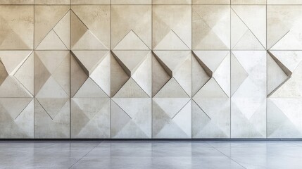 Fototapete - Textured wall with repeating diamond patterns in neutral tones