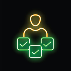 Poster - Glowing neon icon representing effective time management and task completion