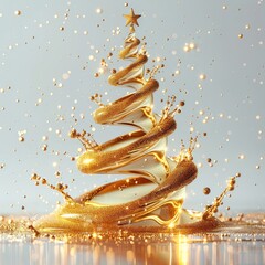Poster - Transparent gold lubricant sprinkled in the shape of a Christmas tree.